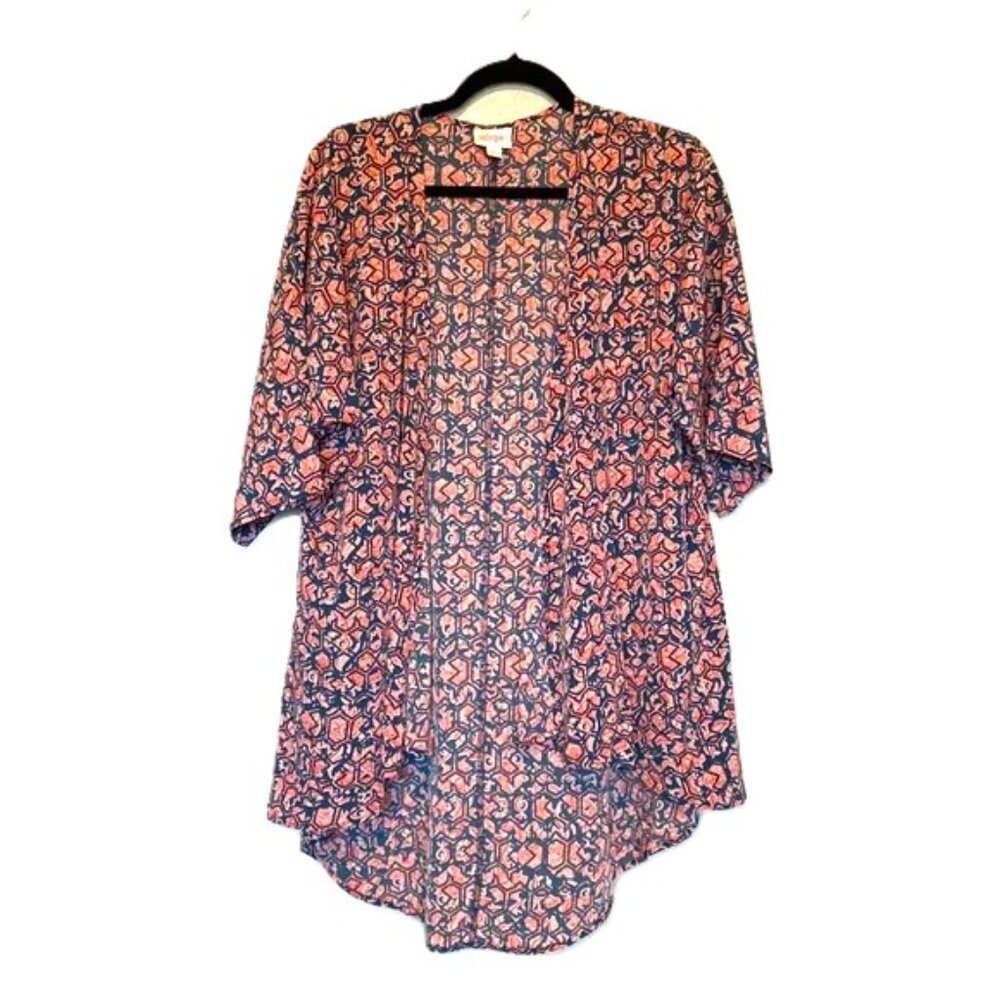 Kimono Cardigan Size Small Geometric Red White Blue LuLaRoe Lindsay